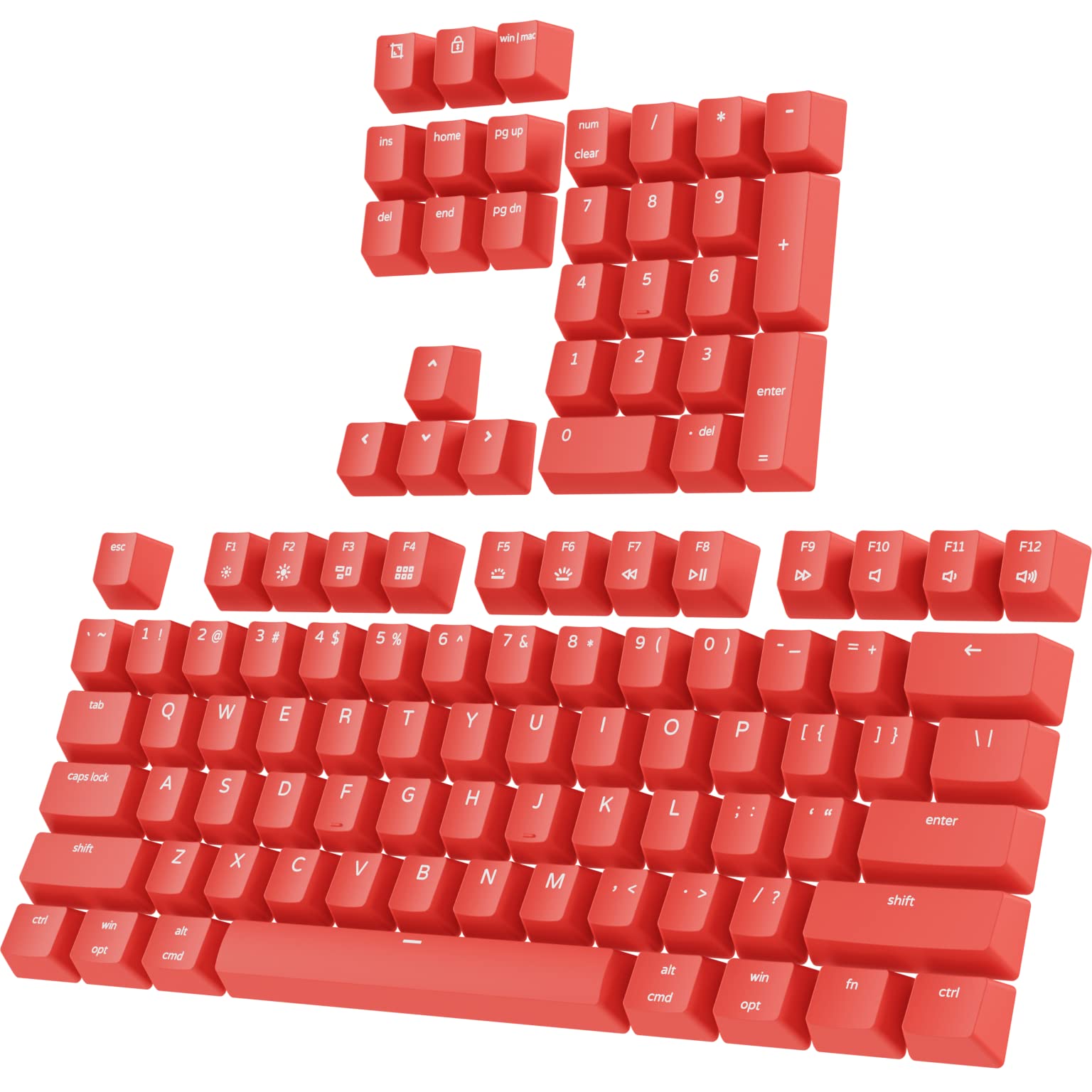 PWNAGE Full PBT Gaming Keycap Set - Double Shot PBT Shine Through Full Keyboard Keycaps (Red)