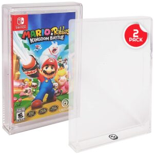 evoretro acrylic display case compatible for nintendo switch games - clear game box protector with uv protection - 4mm thick protective case for retro nintendo switch sports game (pack of 2)