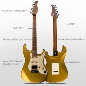 GTRS S801 Electric Guitar Maple Fretboard Intelligent Processor System Looper Classic Simulations 126 Guitar Effects 40 Drum Grooves Metronome Support APP Super Knob Wireless Footswitch Control