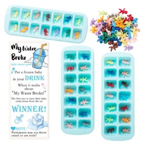 ZYFLSQ My Water Broke Baby Shower Game 60 Multicolor Mini Plastic Babies, 3 Ice Cube Trays, 1 Sign