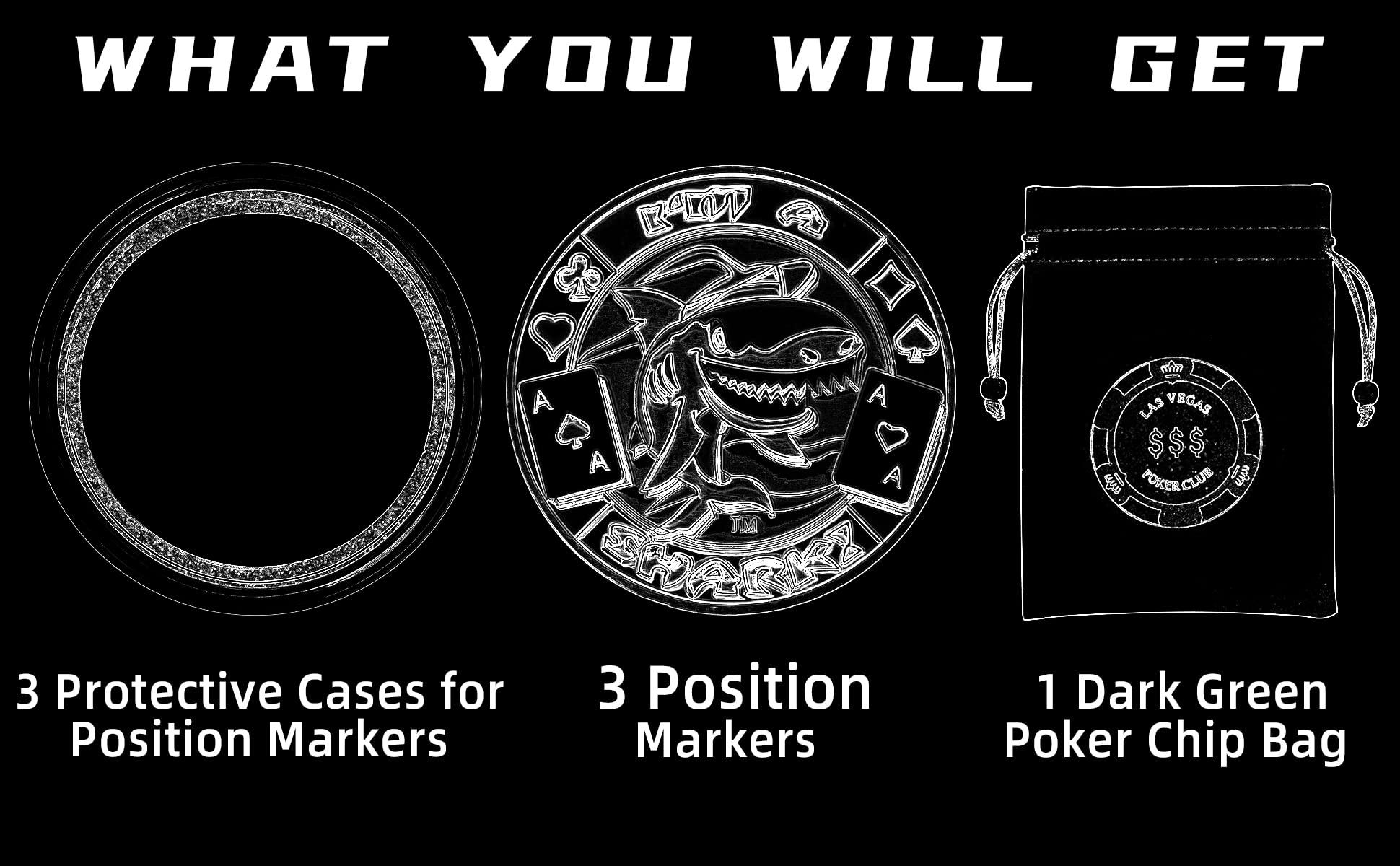 LuluCircle Small Blind, Big Blind, Dealer Button, Poker Guard, Poker Gifts for Men, Poker Accessories, Poker Chips with Plastic Case (Position Marker), 3 pcs