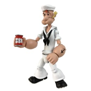 boss fight studio popeye in white sailor suit popeye classics wave 2 collectible action figure – highly articulated figurine with accessories including spinach, oil can, and alternate head - 1:12