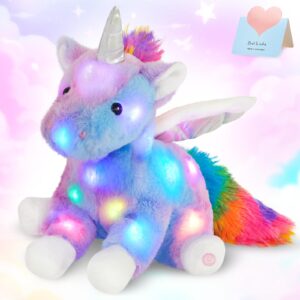 cozyworld 16.5" unicorn light up unicorn stuffed animal glowing soft plush toys decor birthday christmas children's day gifts for toddlers boys girls kids