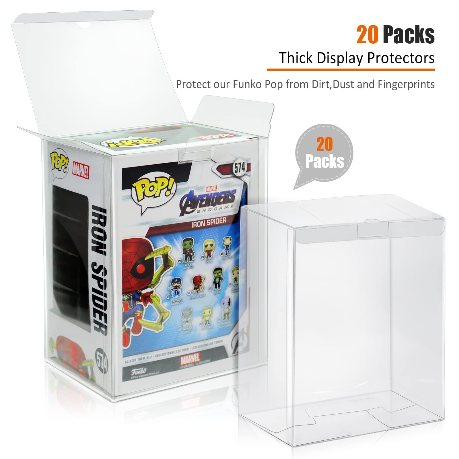 Funko Pop Protector for 4 inch Pop, 20 Packs 0.4mm Thick Funko- Pop Case Holder Display Case Container Shield - Ultra Protection