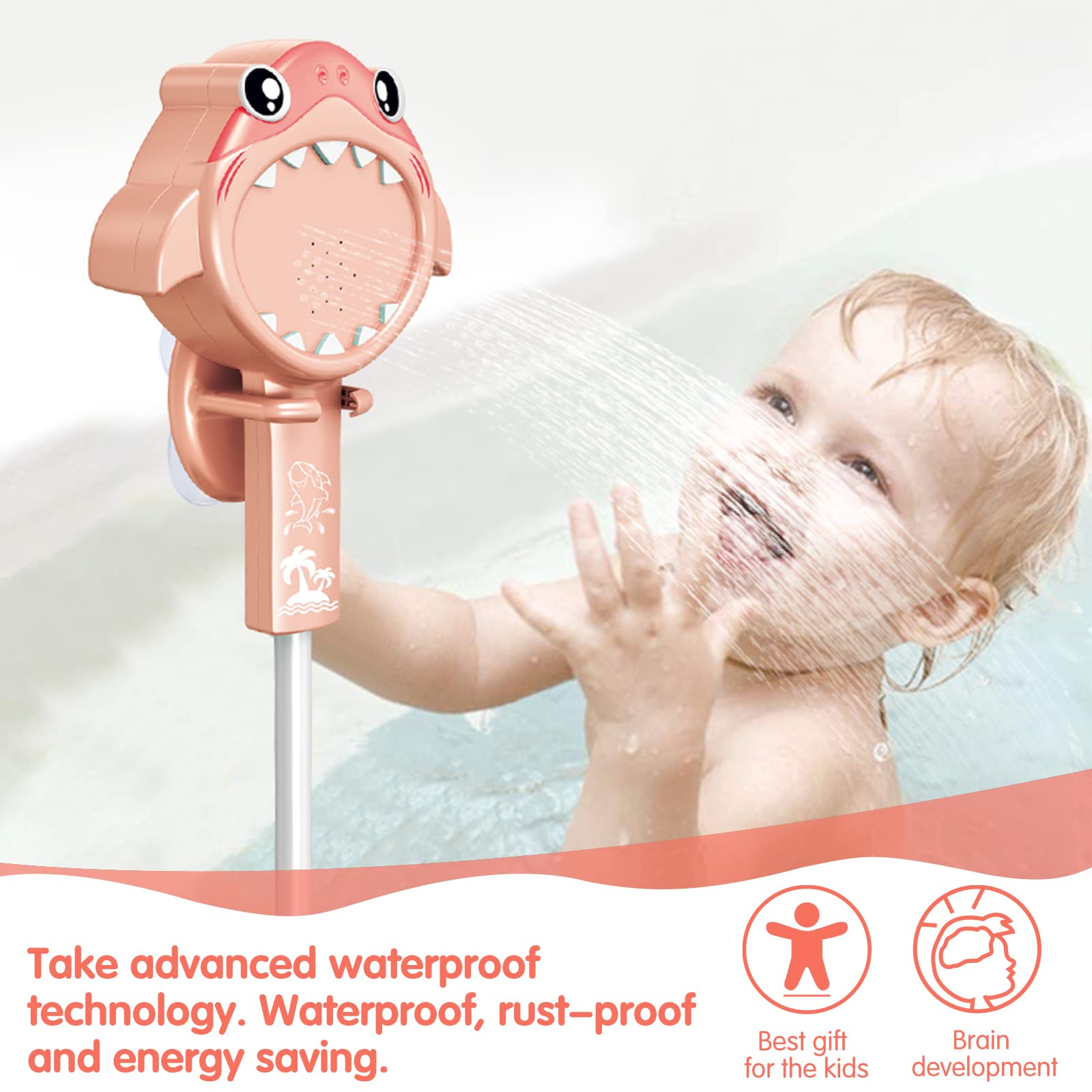 SUNWUKING Toddler Shower Head for Bath - Baby Bath Shower Head Bathtub Toys Baby Sprinkler - Toddler Shower Toys Bath Sprayer - Bath Shower Head for Kids with Suction Cups Shower Stent