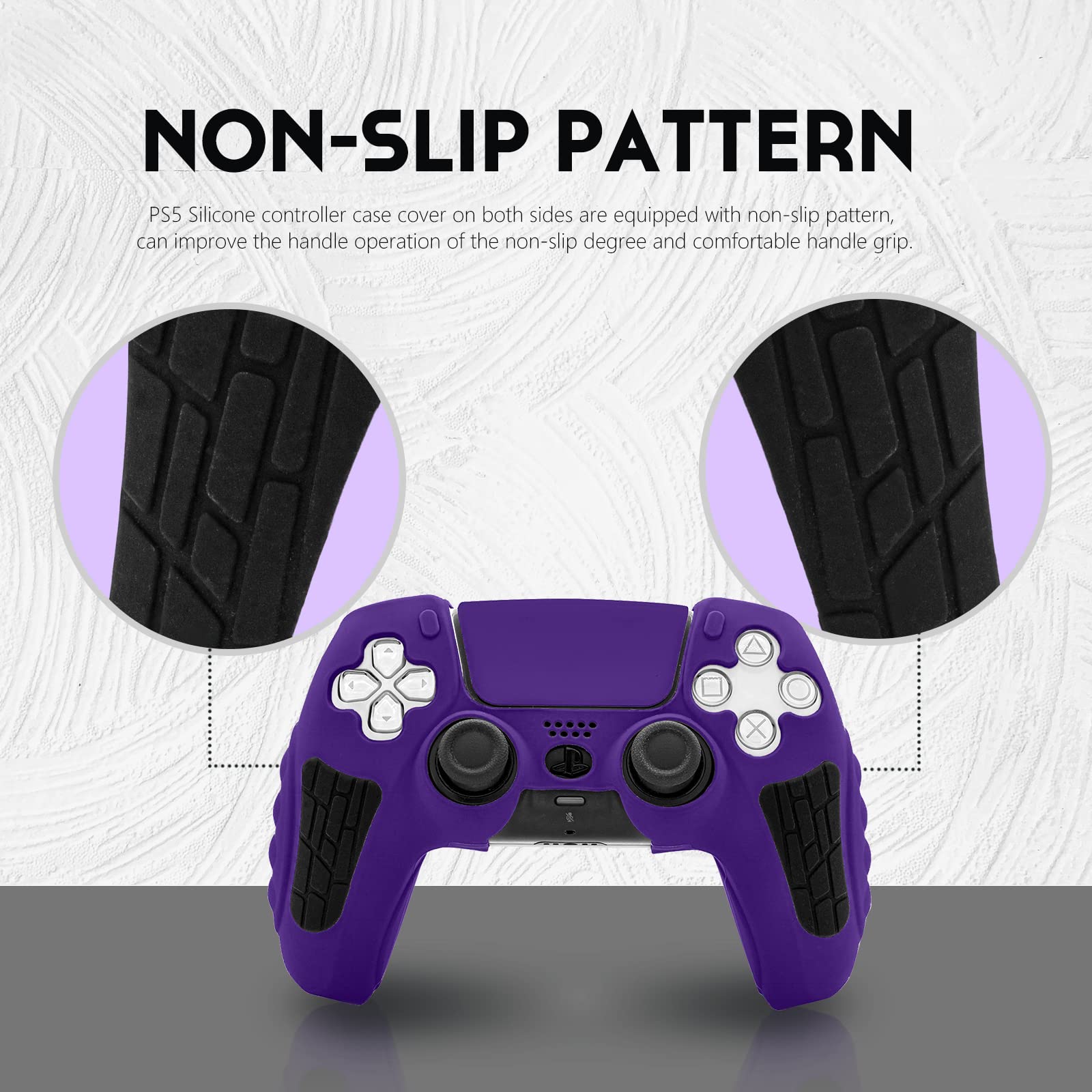 PS5 Controller Skin Anti-Sweat, Anti-Slip,and Dustproof PS5 Silicone Controller Case PS5 Controller Accessories for PlayStation 5 Controller Skin(Purple)