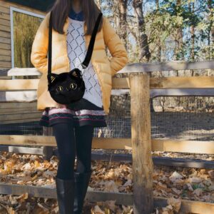 GADMEXILY Girls Black Cat Cossbody Purse Cute Plush Purse Handbag Adjustable Strap Shoulder Messenger Bag for Women Adult