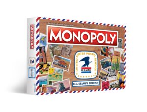 monopoly: u.s. stamps edition | buy, sell, trade iconic & collectible usps stamps | classic monopoly game | officially-licensed united states postal service merchandise