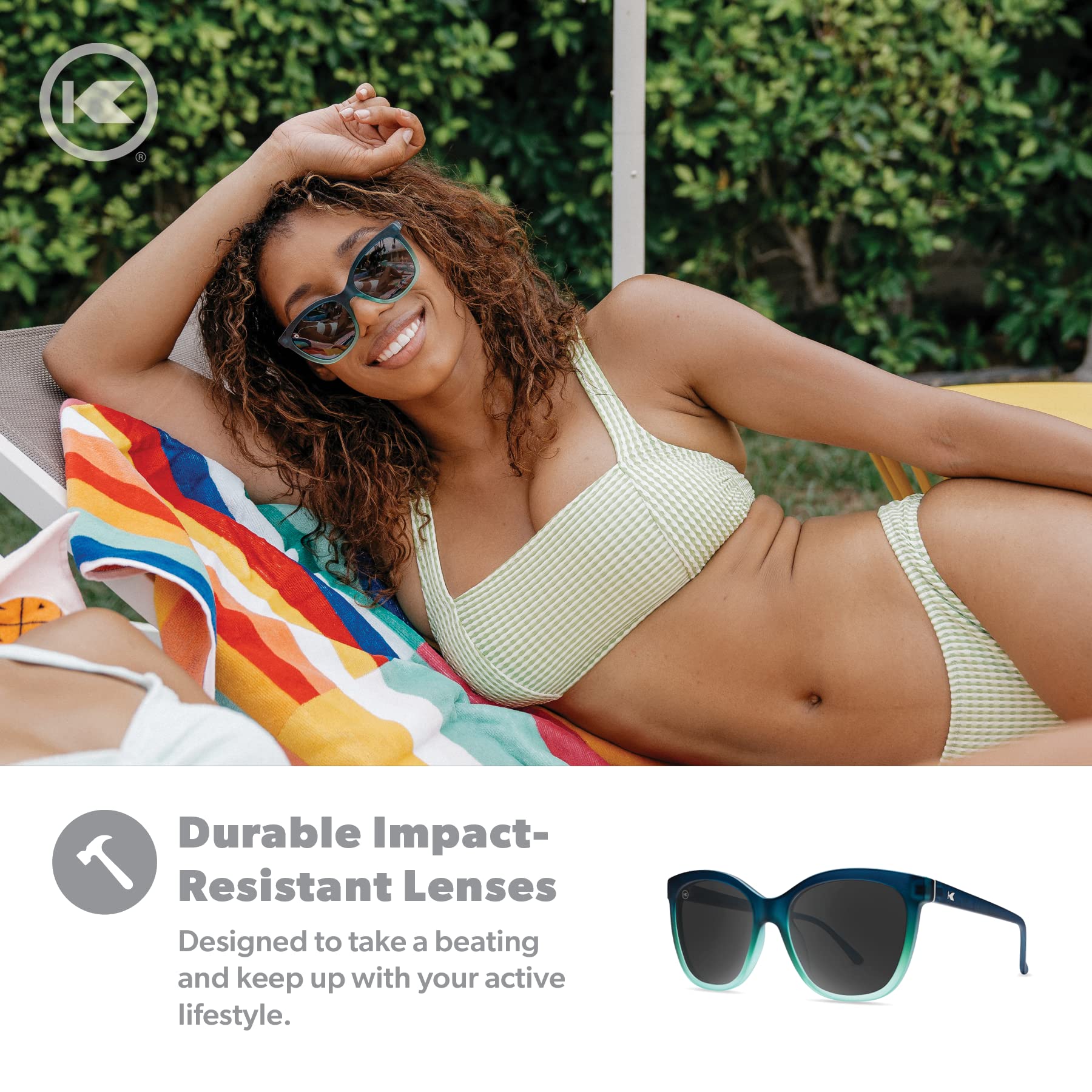 Knockaround Deja Views Polarized Sunglasses for Women - Impact Resistant Lenses & Full UV400 Protection, Rising Tide Blue