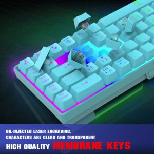 Snpurdiri 60% Membrane Gaming Keyboard,RGB Compact Wired Small Keyboard, Strong Mechanical Feel for PC/Mac Gamer, Typist, Travel, Easy to Carry on Business Trip(68 Keys,Blue)