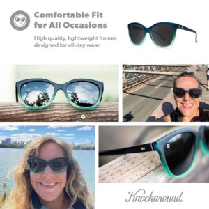 Knockaround Deja Views Polarized Sunglasses for Women - Impact Resistant Lenses & Full UV400 Protection, Rising Tide Blue