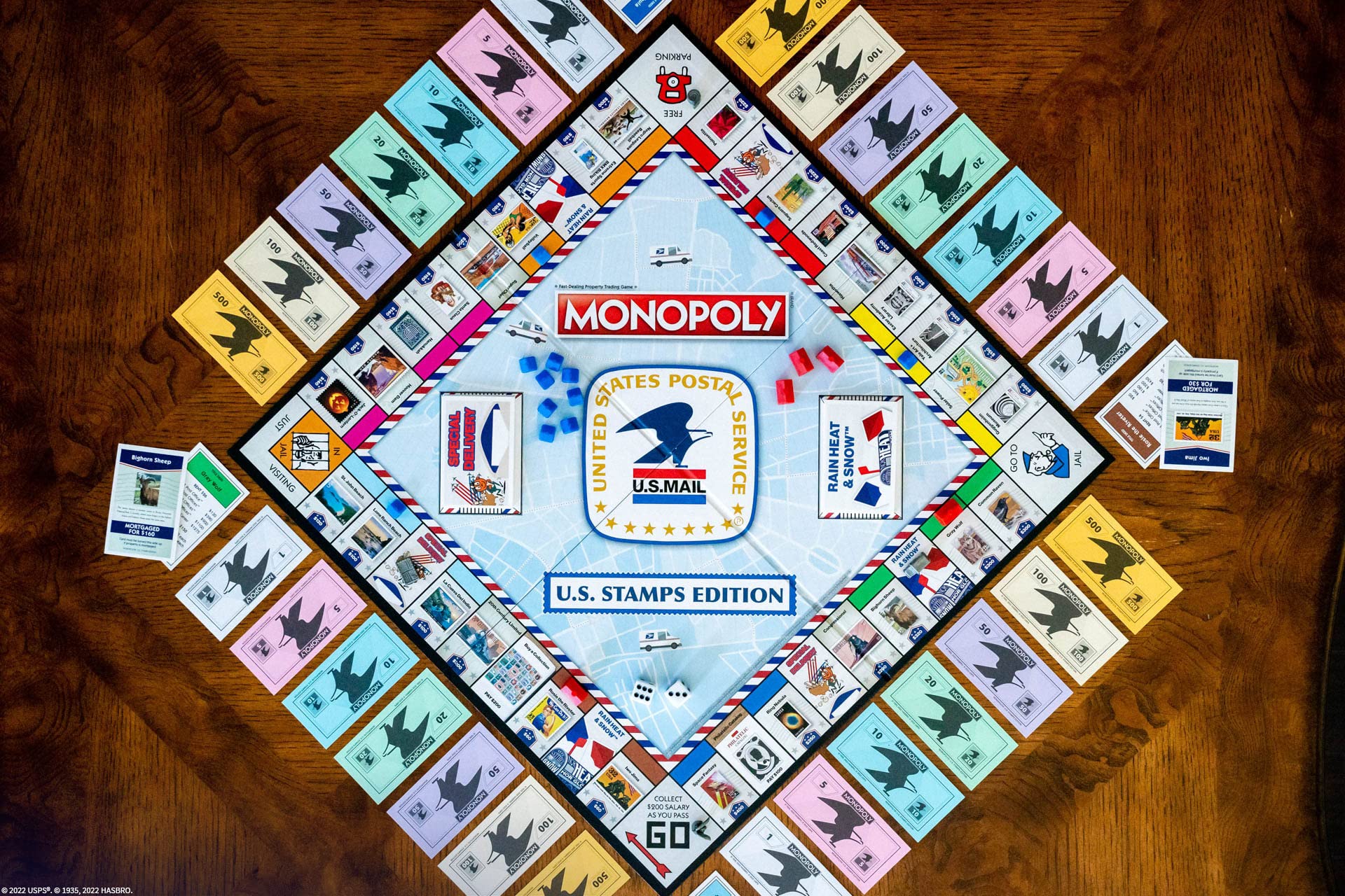 Monopoly: U.S. Stamps Edition | Buy, Sell, Trade Iconic & Collectible USPS Stamps | Classic Monopoly Game | Officially-Licensed United States Postal Service Merchandise