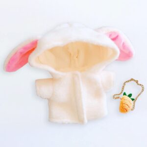 niannyyhouse Beige Rabbit Ear Coat Carrot Backpack 7.8in（20cm） Humanoid Doll Stuffed Animals Clothes (Beige)