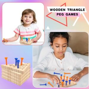 Haconba 8 Packs Wooden Triangle Peg Games Family Wooden Board Game Learning Puzzles Strategy Toy for Travel Gathering Teens Adult