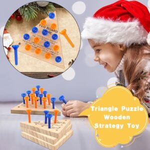 Haconba 8 Packs Wooden Triangle Peg Games Family Wooden Board Game Learning Puzzles Strategy Toy for Travel Gathering Teens Adult