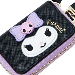 Huositi Cute cartoon small wallet ladies short wallet leather bag men's key case (Black)