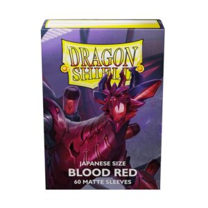 Arcane Tinmen Dragon Shield Sleeves – Matte Japanese: Blood Red 60CT - Card Sleeves are Smooth & Tough - Compatible with Yugioh & Cardfight Vanguard (AT-11150)