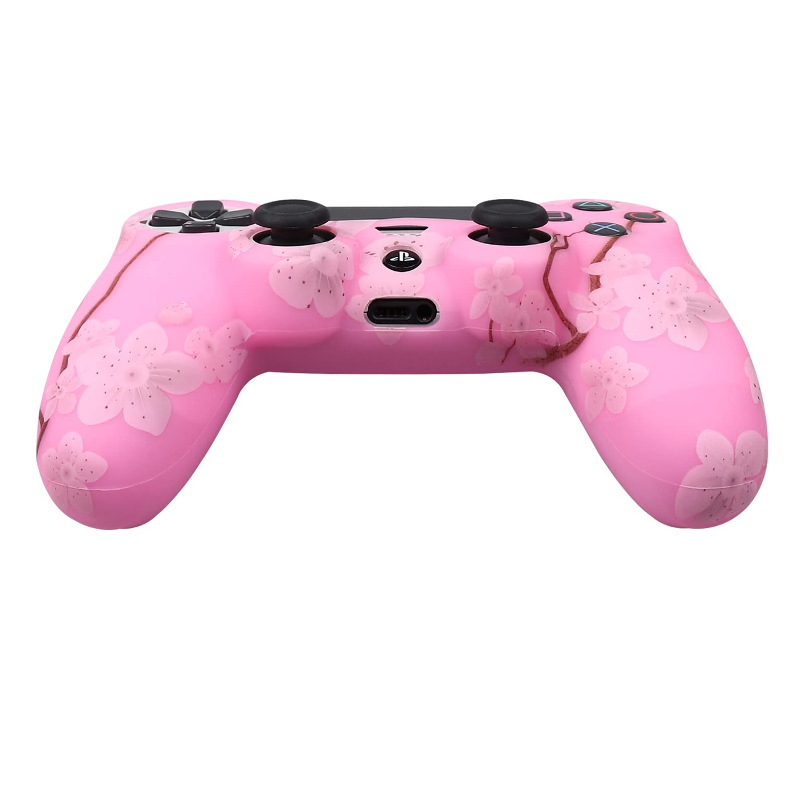 RALAN Pink Controller Skins for PS4, Silicone Controller Cover Skin Protector Compatible with PS4 Slim/PS4 Pro Controller (Pink Pro Thumb Grip x 6,Skull Cap Grip x 2)(Camouflage Pink+White Pink