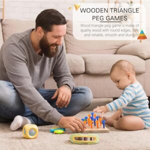 Haconba 8 Packs Wooden Triangle Peg Games Family Wooden Board Game Learning Puzzles Strategy Toy for Travel Gathering Teens Adult