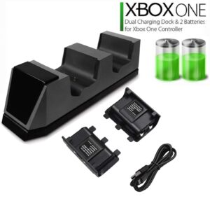 CICMOD Controller Charger Rechargeable Battery Pack for Xbox One, Xbox One X, Xbox One S, 2pcs Batteries, Black