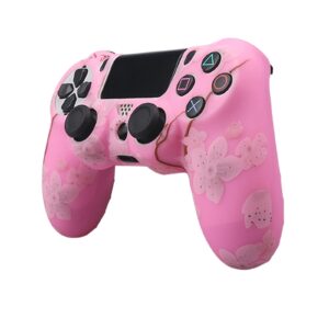 RALAN Pink Controller Skins for PS4, Silicone Controller Cover Skin Protector Compatible with PS4 Slim/PS4 Pro Controller (Pink Pro Thumb Grip x 6,Skull Cap Grip x 2)(Camouflage Pink+White Pink