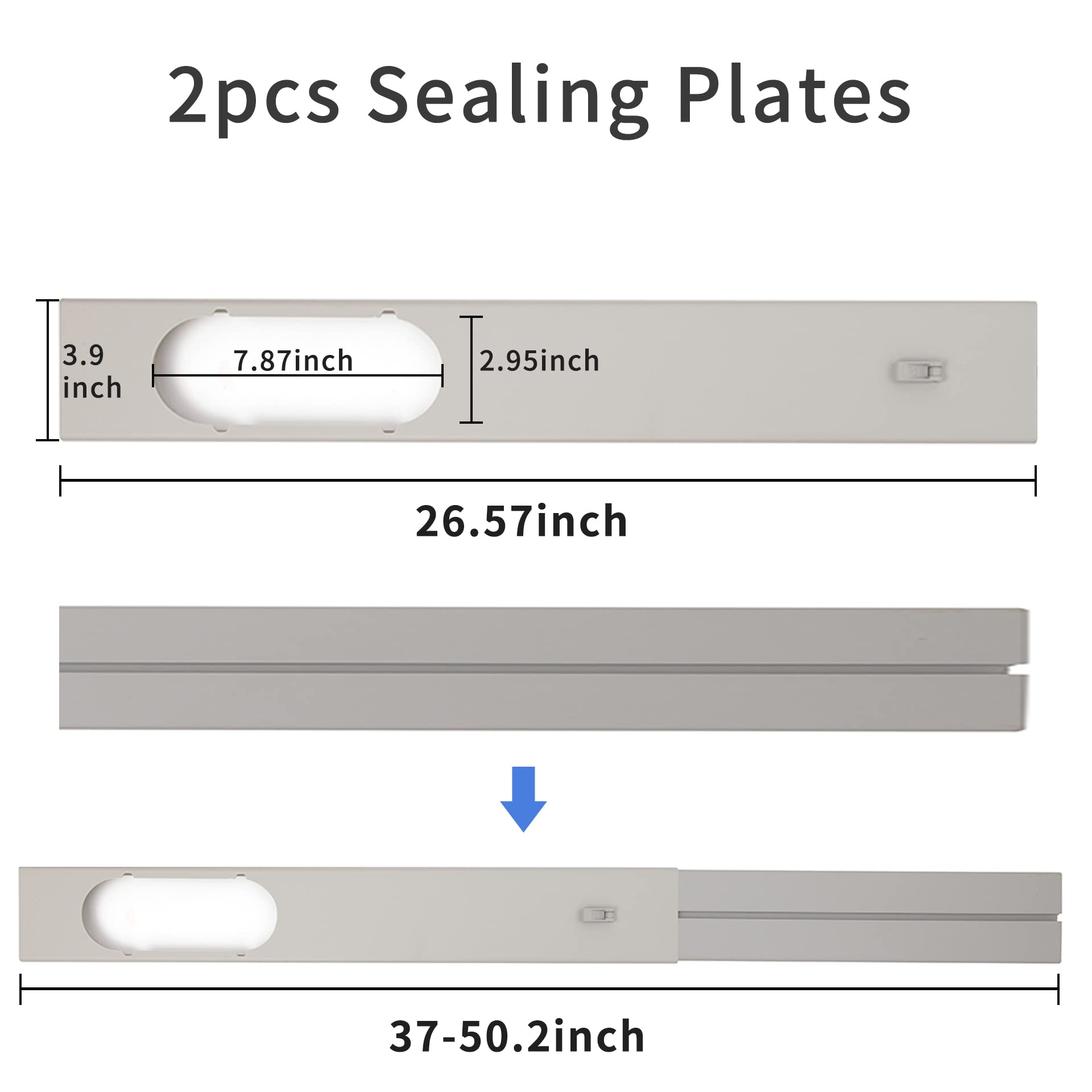 Shinco Sliding Door Air Conditioner Window Sealing Plate with Special Designed Lock Portable Air Conditioners, Adjustable Length Portable AC Vent Kit, 26.57in.-38.58in. Short Plate (Single)