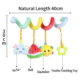 Baby Spiral Hanging Stroller,Car Seat Toys Toy Newborn Sensory Plush Activity Toys for Bed Bassinet Crib Baby Carrier Gifts for 0 3 6 9 12 Months