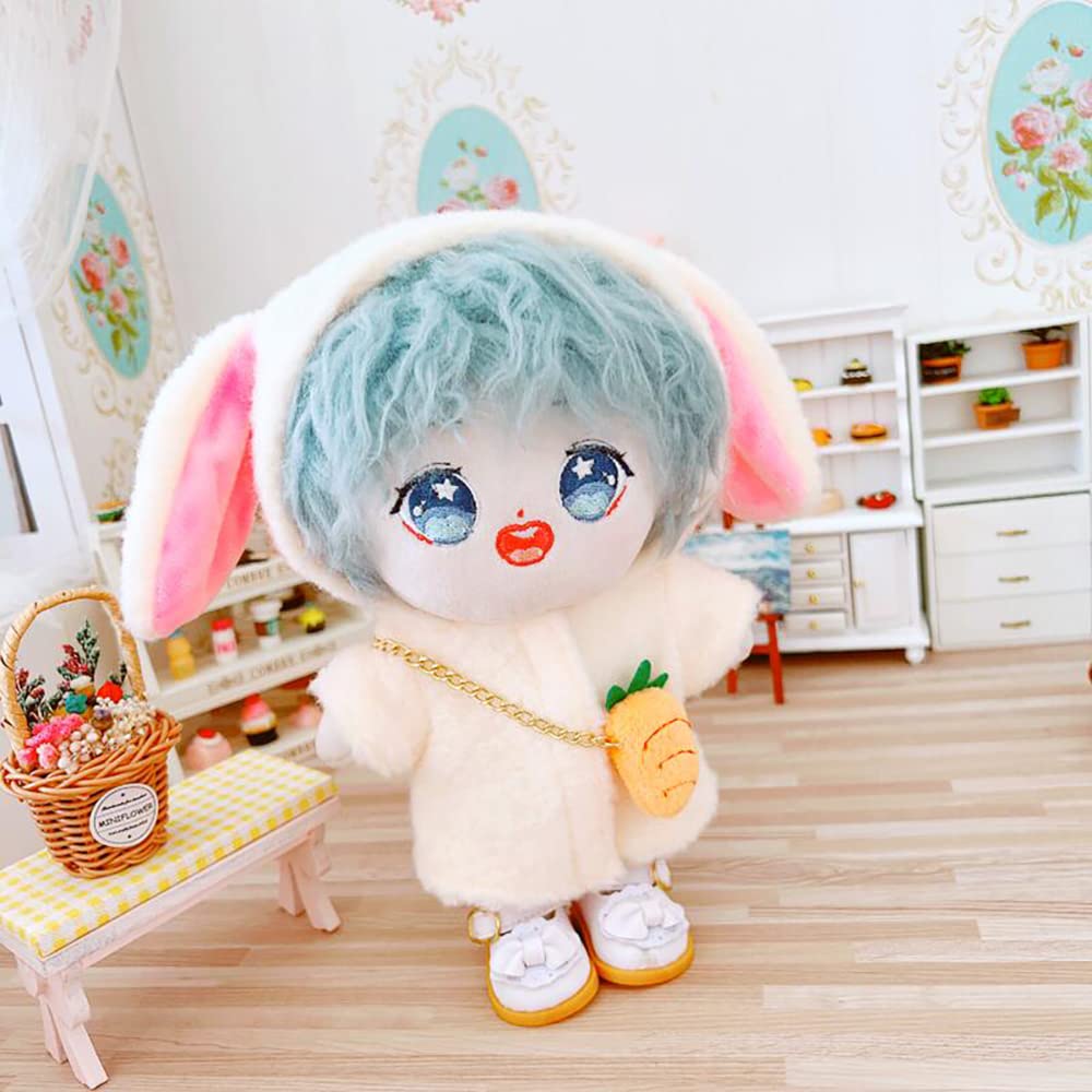 niannyyhouse Beige Rabbit Ear Coat Carrot Backpack 7.8in（20cm） Humanoid Doll Stuffed Animals Clothes (Beige)