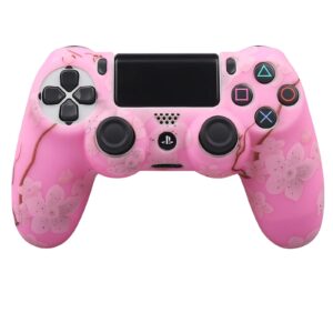 RALAN Pink Controller Skins for PS4, Silicone Controller Cover Skin Protector Compatible with PS4 Slim/PS4 Pro Controller (Pink Pro Thumb Grip x 6,Skull Cap Grip x 2)(Camouflage Pink+White Pink