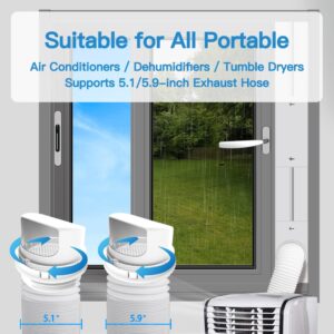 Aozzy Portable Air Conditioner Window Kit Fit for All AC with 5.1/5.9" Exhaust Hose, Upgrade AC Vent Kit for Sliding Window with 4 Adjustable Plates, Rain Cover, Seamless Connection, Max lenght to 60"