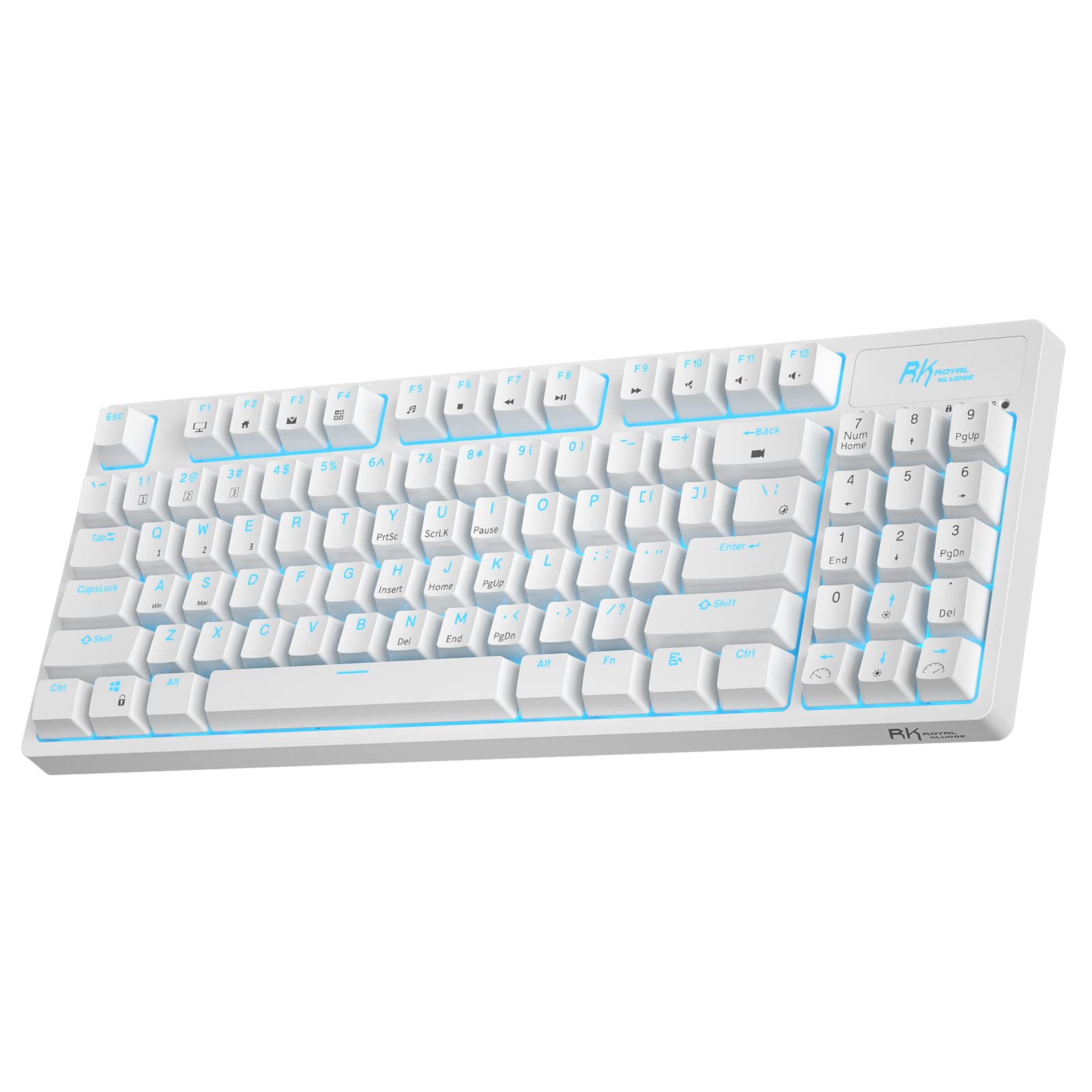 RK ROYAL KLUDGE RK89 85% Triple Mode BT5.0/2.4G/USB-C Hot Swappable Mechanical Keyboard, 89 Keys Compact Mechanical Keyboard with Detachable Frame & Software (Hot-Swappable Red Switch, White)