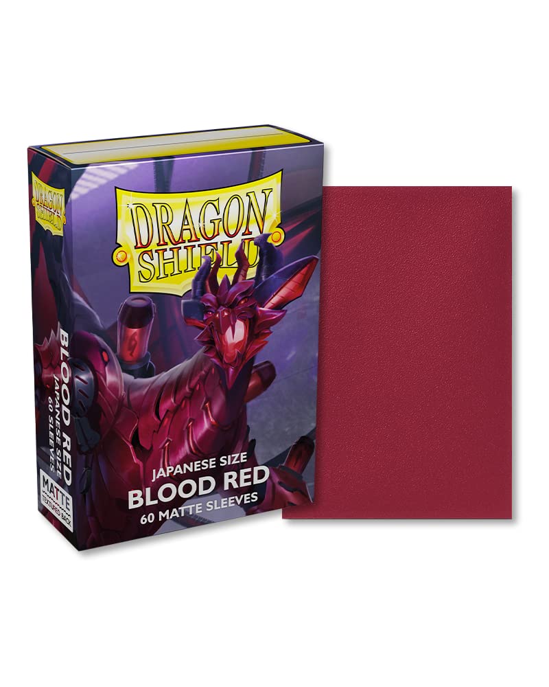 Arcane Tinmen Dragon Shield Sleeves – Matte Japanese: Blood Red 60CT - Card Sleeves are Smooth & Tough - Compatible with Yugioh & Cardfight Vanguard (AT-11150)