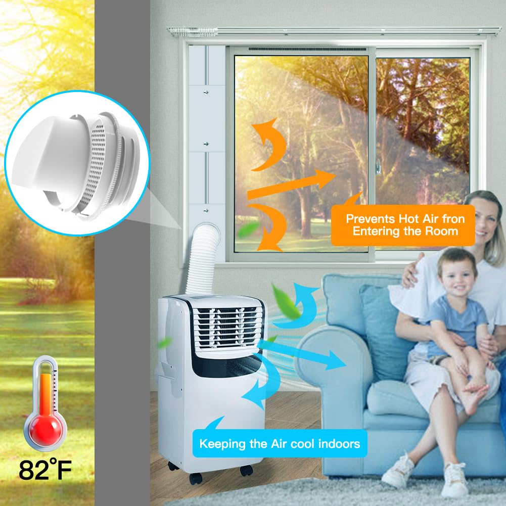 Aozzy Portable Air Conditioner Window Kit Fit for All AC with 5.1/5.9" Exhaust Hose, Upgrade AC Vent Kit for Sliding Window with 4 Adjustable Plates, Rain Cover, Seamless Connection, Max lenght to 60"