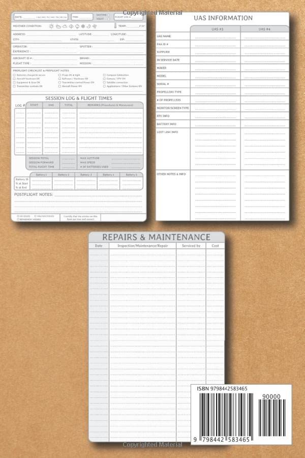 UAS Drone Flight Maintenance Log Book: Drone Flight Log Book, Repair Logbook, & Maintenance Log Book