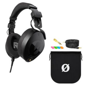 rode nth-100 professional over-ear headphones with soft case, 3.5mm to 1/4" headphone adaptor and streameye polishing cloth