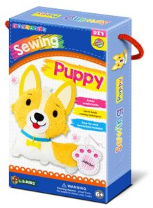 c.s. kids magic world diy personalised sewing kit - puppy |frist sewing arts & crafts gifts | educational sewing kit for kids | sew your own (safety needle & instruction included)