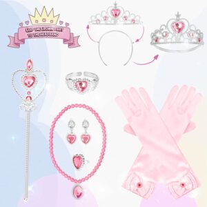 10 Pieces Princess Cape Set Dress up Clothes for Little Girls Party Cosplay Cloak with Jewelry Tiara Crown Wand Gloves