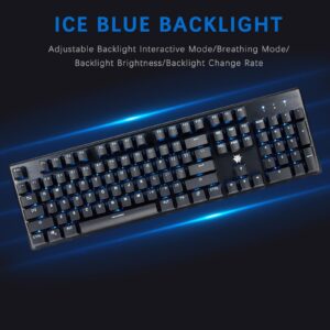 Hexgears G5 2.4G Wireless Mechanical Keyboard 104 Key, Wireless and Type-C Wired Connection, Full-Size, Blue Backlit, Windows and Mac OS Compatible Black Keyboard Kailh Box White Switches