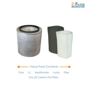 Filter-Monster.com Filter-Monster True HEPA Replacement Compatible With Austin Air Healthmate Junior Filter, With White Carbon Pre-filter