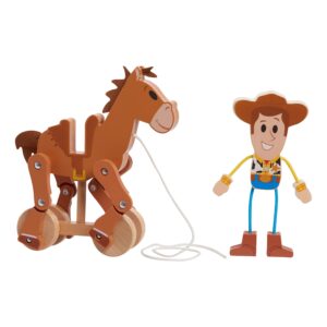 Disney Pixar Wooden Toys Toy Story Woody & Bullseye Pull-Along Toy, Kids Toys for Ages 18 Month, Amazon Exclusive by Just Play