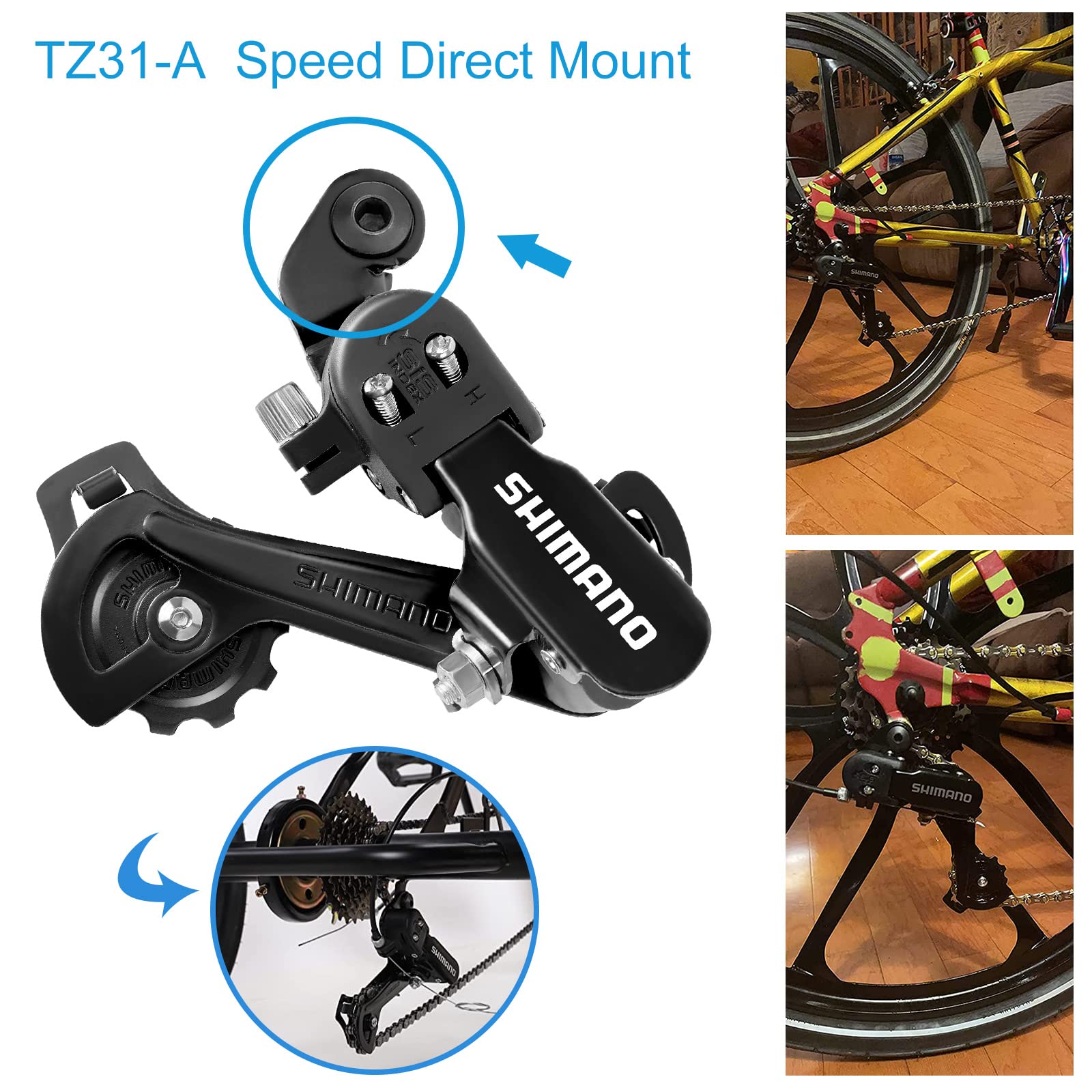 Huazu Rear Derailleur for RD-TZ31-A, Bike Parts Gear Shifter with Direct Mount/Hanger Mount for 6/7 Speed Mountain Bicycles