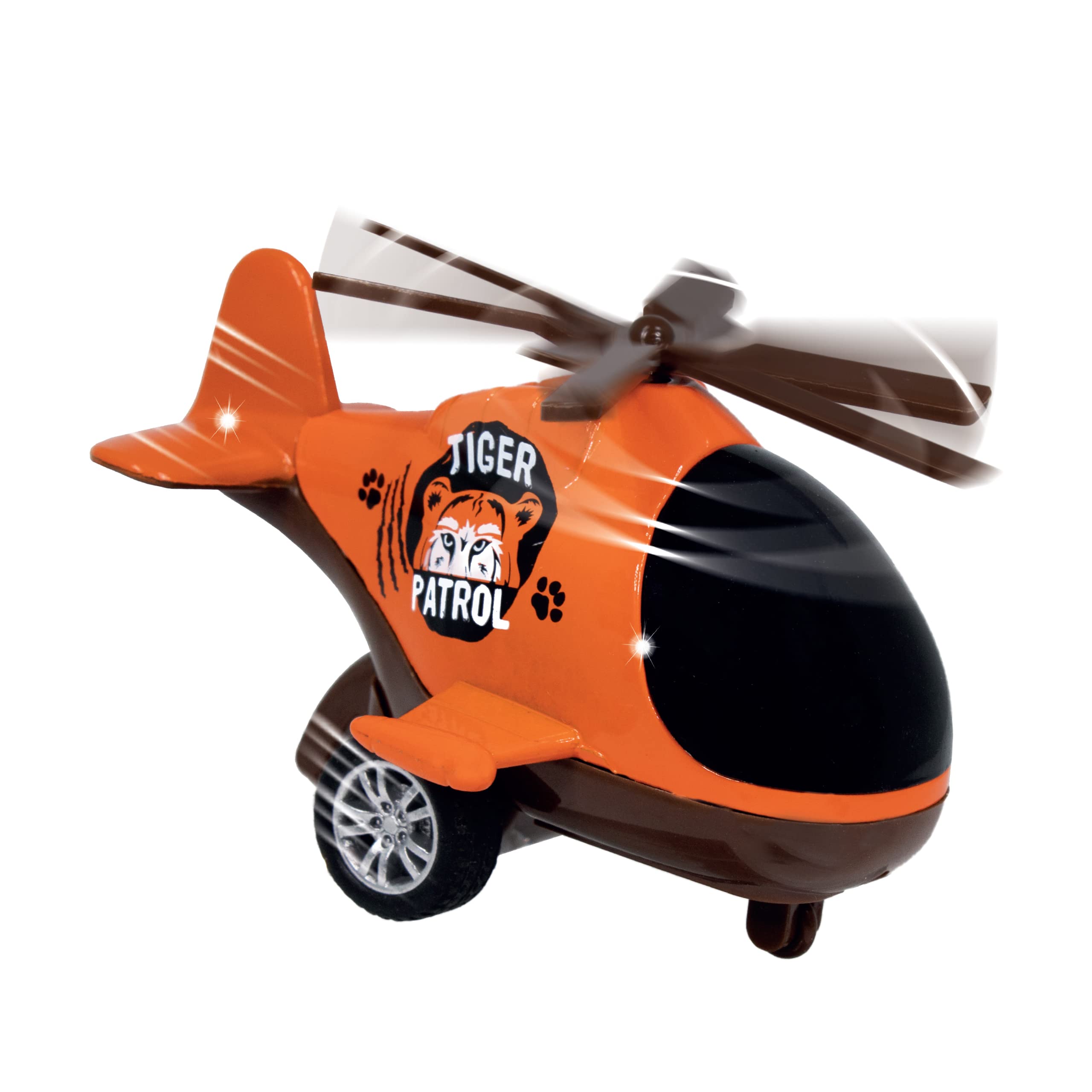 Patrol & Rescue Helicopter - Tiger from Deluxebase. Friction Helicopter Toy with Spinning Rotor for Kids and Toddlers