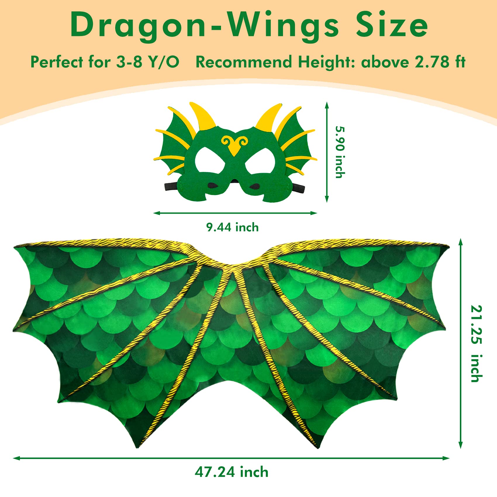 Creatoy Dragon-Wings bulk Kids Dress-Up Costume for Boys Girls Dinosaur Cape with dragon masks Toddler Dragon Party decorations Birthday Gifts Halloween Supplies