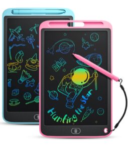 cousper lcd writing tablet, 2 pack 10 inch doodle board toys for toddlers kids, colorful drawing tablets for 3 4 5 6 7 8 years old boys and girls, educational learning toys birthday gifts, blue+pink