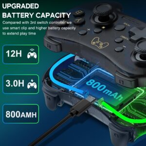 ELISWEEN Switch Controller for Nintendo Switch/OLED/Lite, Replacement for Nintendo Switch Pro Controller Support PC & Android/iOS with Cool RGB LED, Wireless Switch Controller with Turbo,Vibration