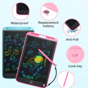 Cousper LCD Writing Tablet, 2 Pack 10 Inch Doodle Board Toys for Toddlers Kids, Colorful Drawing Tablets for 3 4 5 6 7 8 Years Old Boys and Girls, Educational Learning Toys Birthday Gifts, Blue+Pink