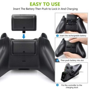 CICMOD Controller Charger Rechargeable Battery Pack for Xbox One, Xbox One X, Xbox One S, 2pcs Batteries, Black