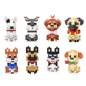 semky micro mini blocks dog series pets dog 8 in 1 animal model set,(1616pieces) -building and pet toys gifts for kid and adult