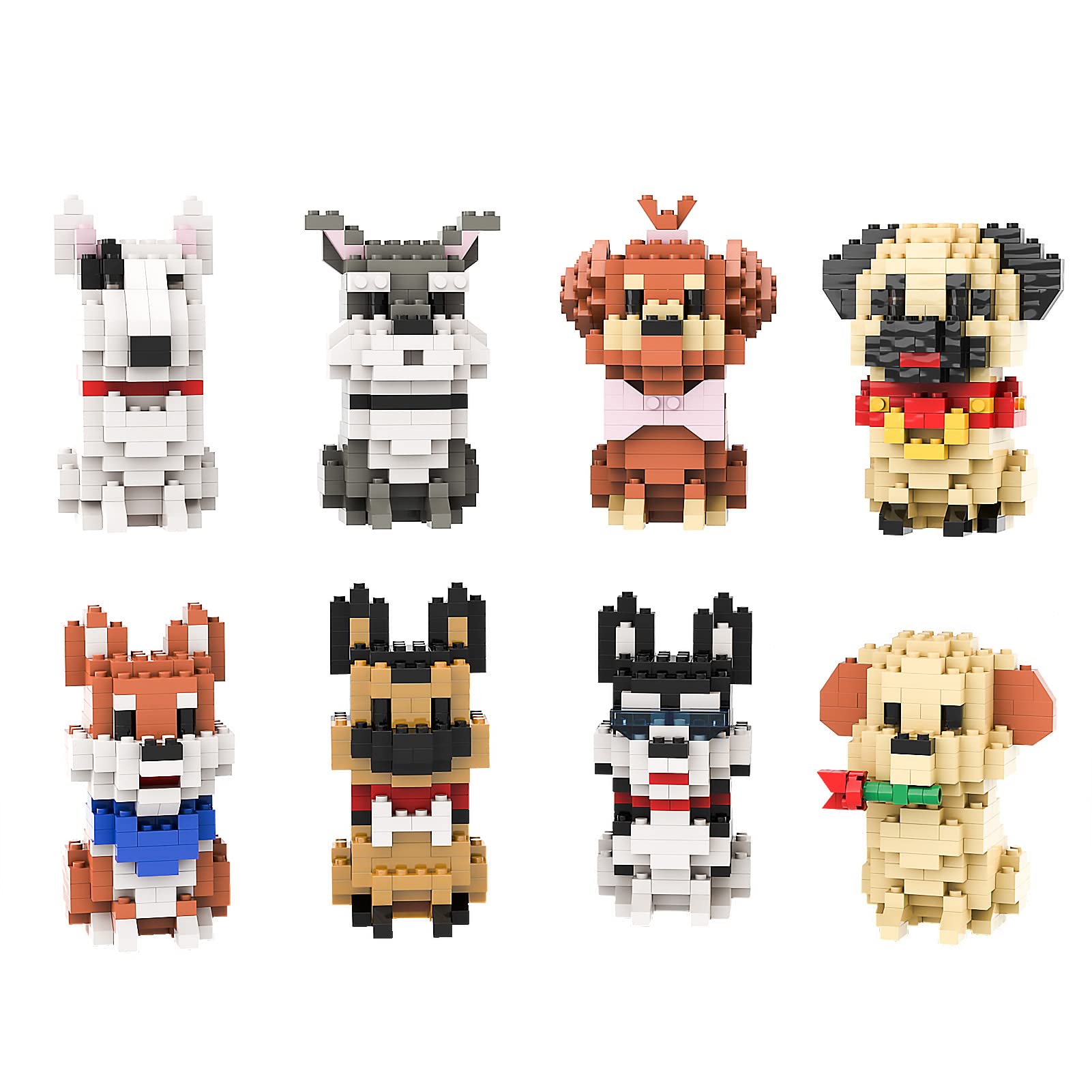 SEMKY Micro Mini Blocks Dog Series Pets Dog 8 in 1 Animal Model Set,(1616Pieces) -Building and Pet Toys Gifts for Kid and Adult