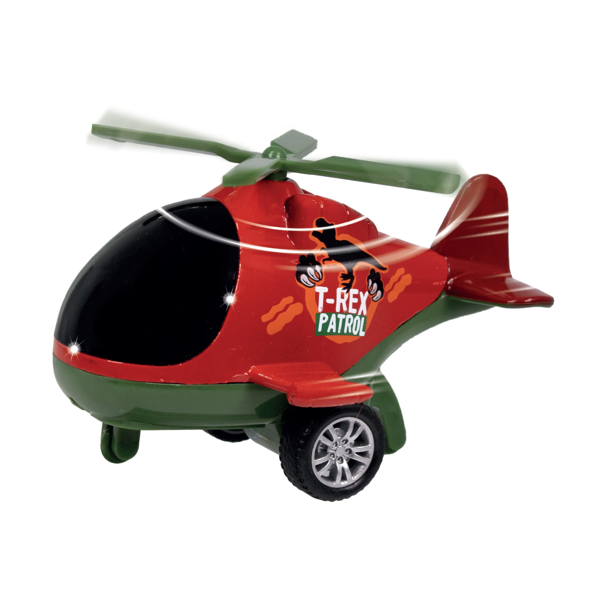 Patrol & Rescue Helicopter - T-Rex from Deluxebase. Friction Helicopter Toy with Spinning Rotor for Kids and Toddlers